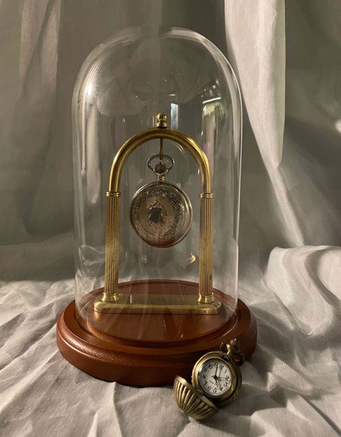   Pocket Watch Display Dome - 4-1/2" x 8" with Brass Full Arch Stand